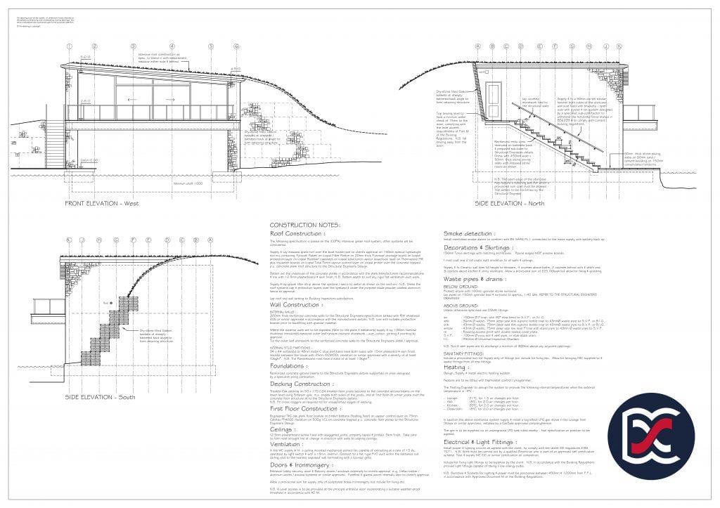 Watercolour Planning Drawings - Boat House Elevations